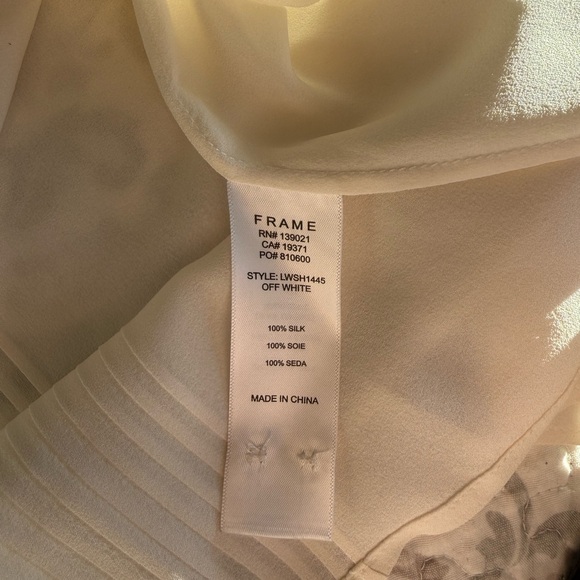 Frame Silk Cream Blouse with Pleated Front - Picture 7 of 7